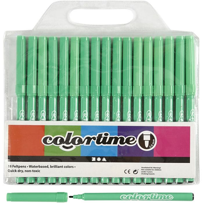 Pennarelli Colortime, ampiezza tratto 2 mm, verde chiaro, 18 pz/ 1 conf.