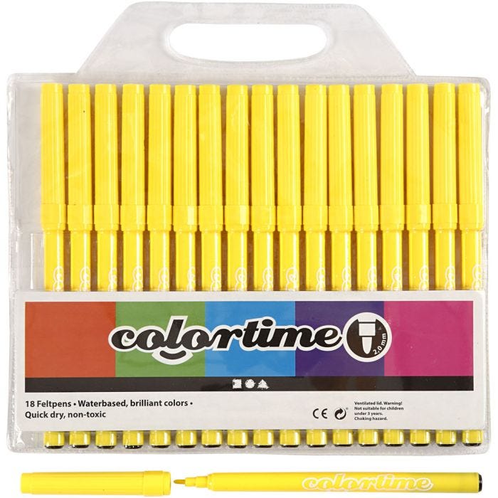 Pennarelli Colortime, ampiezza tratto 2 mm, giallo limone, 18 pz/ 1 conf.