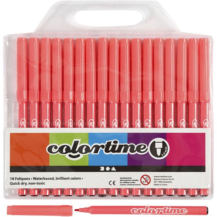 Pennarelli Colortime, ampiezza tratto 2 mm, rosa, 18 pz/ 1 conf.
