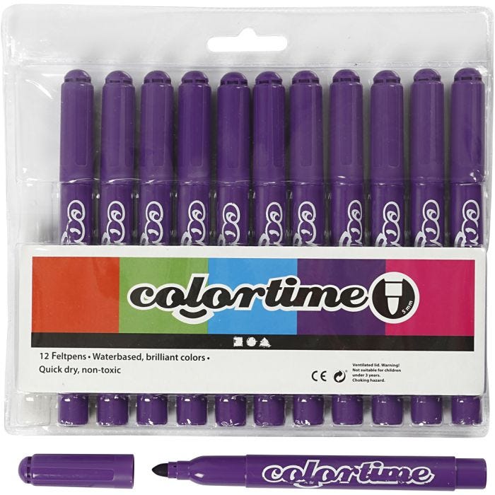 Pennarelli Colortime, ampiezza tratto 5 mm, viola scuro, 12 pz/ 1 conf.