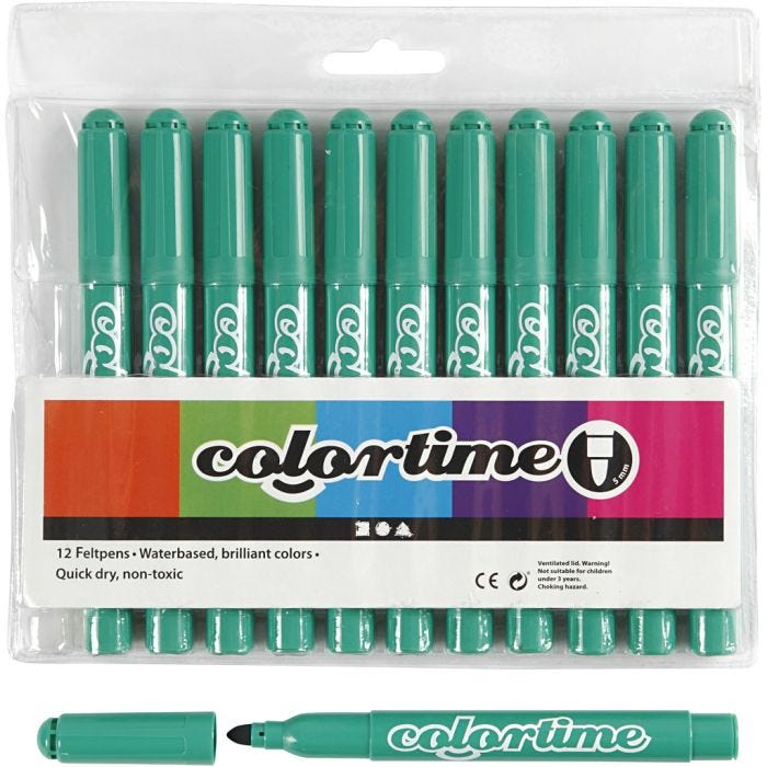 Pennarelli Colortime, ampiezza tratto 5 mm, verde chiaro, 12 pz/ 1 conf.