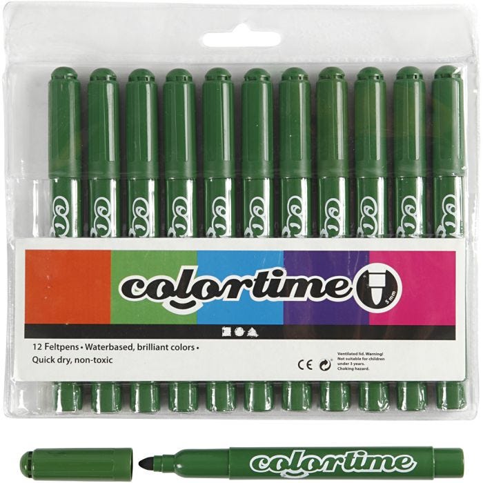 Pennarelli Colortime, ampiezza tratto 5 mm, verde abete, 12 pz/ 1 conf.