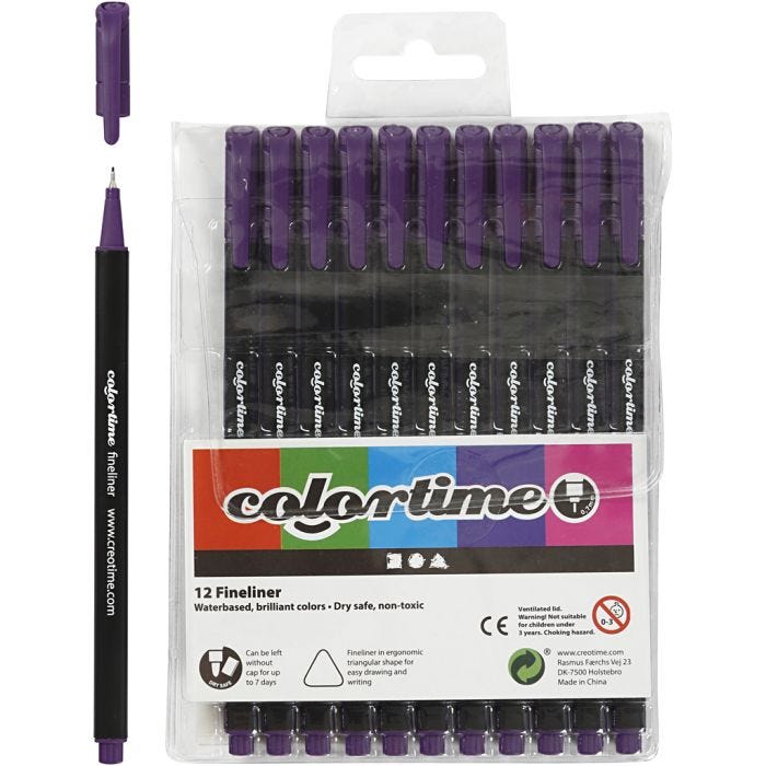 Pennarelli Fineliner Colortime, ampiezza tratto 0,6-0,7 mm, viola, 12 pz/ 1 conf.