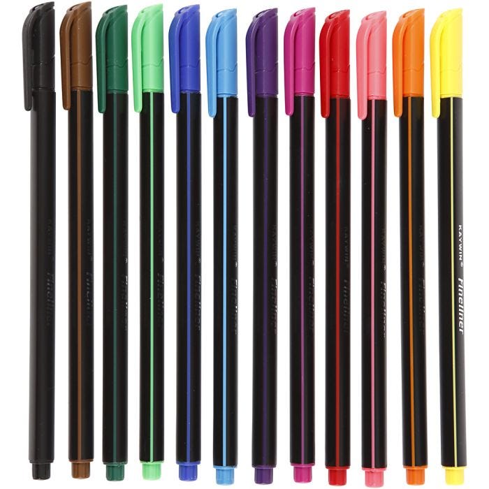 Pennarelli Fineliner Colortime, ampiezza tratto 0,6-0,7 mm, colori asst., 12 pz/ 1 conf.