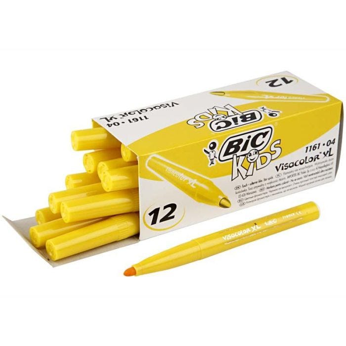 BIC Pennarelli Visa Color, ampiezza tratto 3 mm, giallo, 12 pz/ 1 conf.