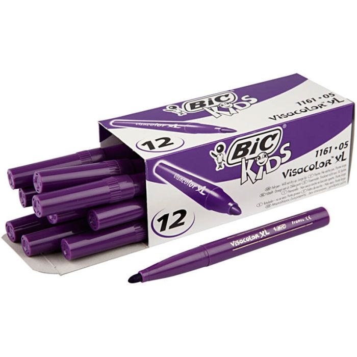 BIC Pennarelli Visa Color, ampiezza tratto 3 mm, viola scuro, 12 pz/ 1 conf.
