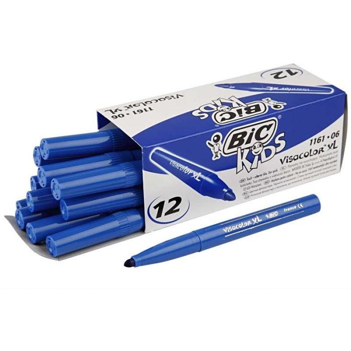 BIC Pennarelli Visa Color, ampiezza tratto 3 mm, blu scuro, 12 pz/ 1 conf.