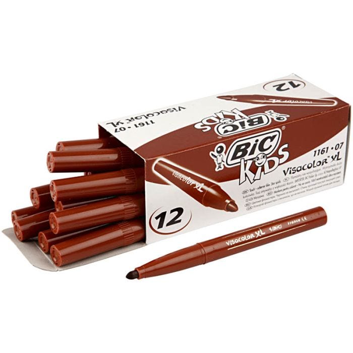 BIC Pennarelli Visa Color, ampiezza tratto 3 mm, marrone medio, 12 pz/ 1 conf.
