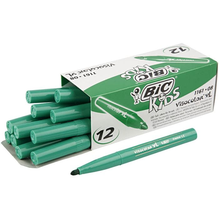 BIC Pennarelli Visa Color, ampiezza tratto 3 mm, verde medio, 12 pz/ 1 conf.