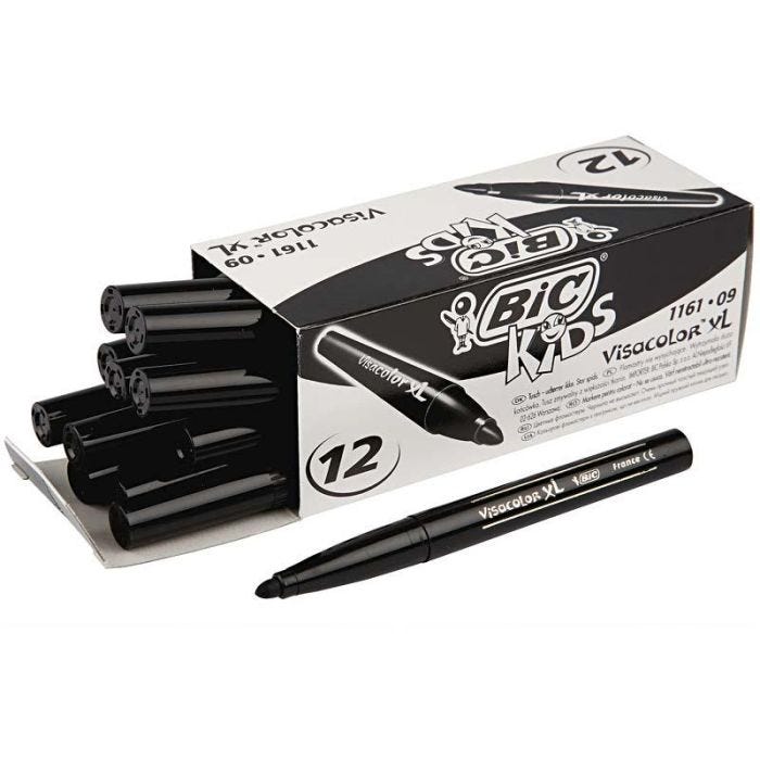 BIC Pennarelli Visa Color, ampiezza tratto 3 mm, nero, 12 pz/ 1 conf.