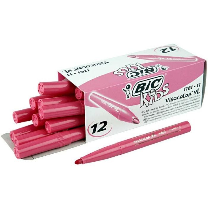 BIC Pennarelli Visa Color, ampiezza tratto 3 mm, rosa, 12 pz/ 1 conf.