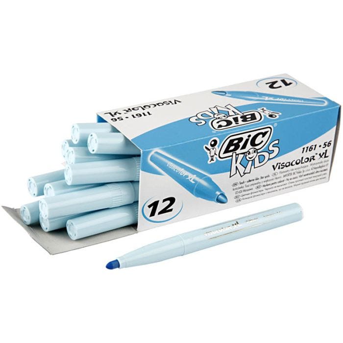 BIC Pennarelli Visa Color, ampiezza tratto 3 mm, azzurro, 12 pz/ 1 conf.