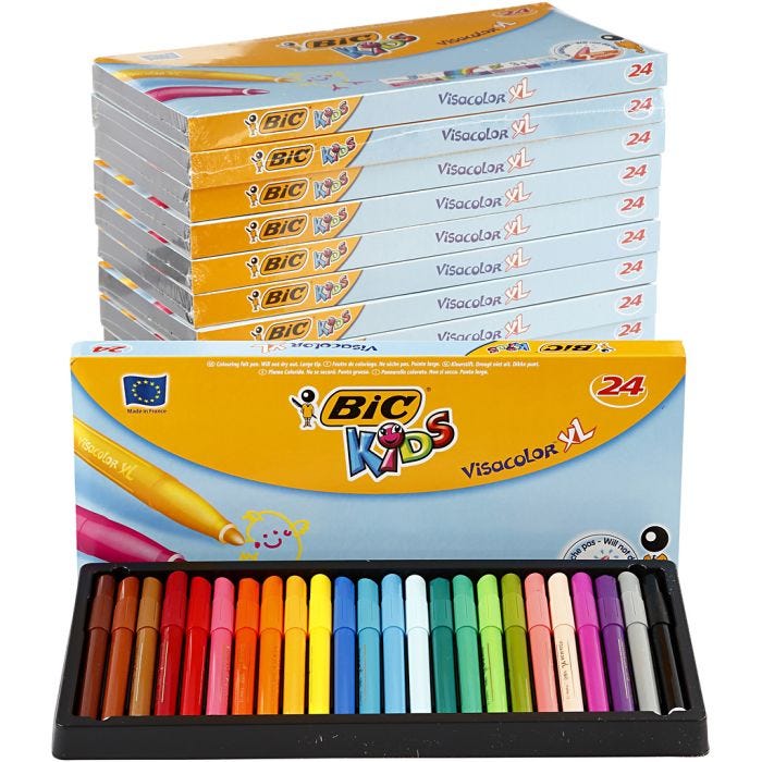 BIC Pennarelli Visa Color, ampiezza tratto 3 mm, colori asst., 12x24 pz/ 1 conf.