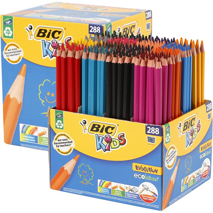 BIC Matite Colorate Evolution, L: 17,5 cm, mina 3 mm, colori asst., 288 pz/ 1 conf.