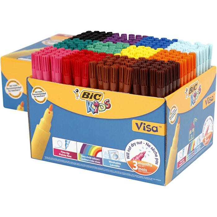 BIC Pennarelli Visa Fine, ampiezza tratto 1,6 mm, colori asst., 12x24 pz/ 1 conf.