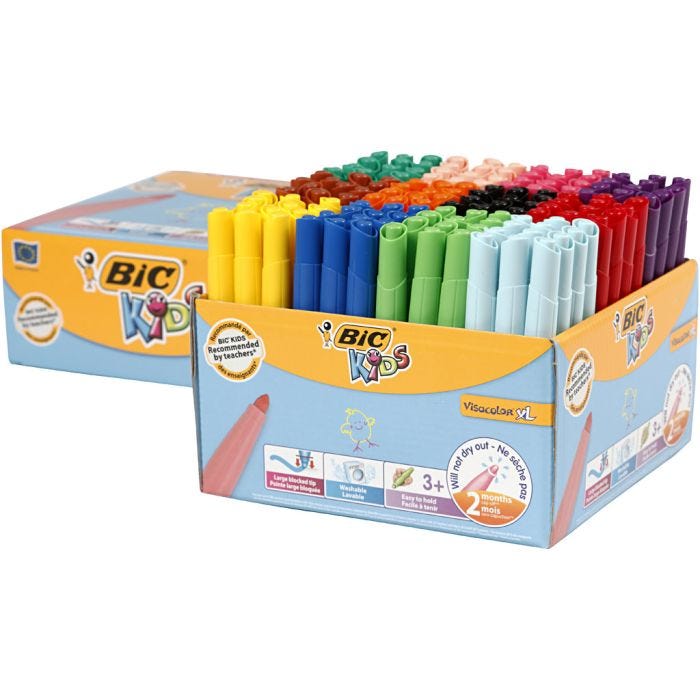 BIC Pennarelli Visa Color, ampiezza tratto 3 mm, colori asst., 12x12 pz/ 1 conf.