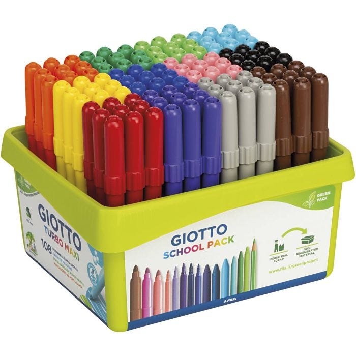 Pennarelli GIOTTO, ampiezza tratto 5 mm, colori asst., 12x9 pz/ 1 conf.