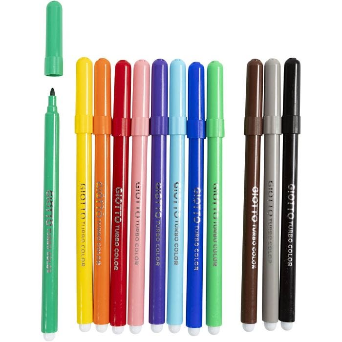 Pennarelli GIOTTO, ampiezza tratto 2,8 mm, colori asst., 12 pz/ 1 conf.