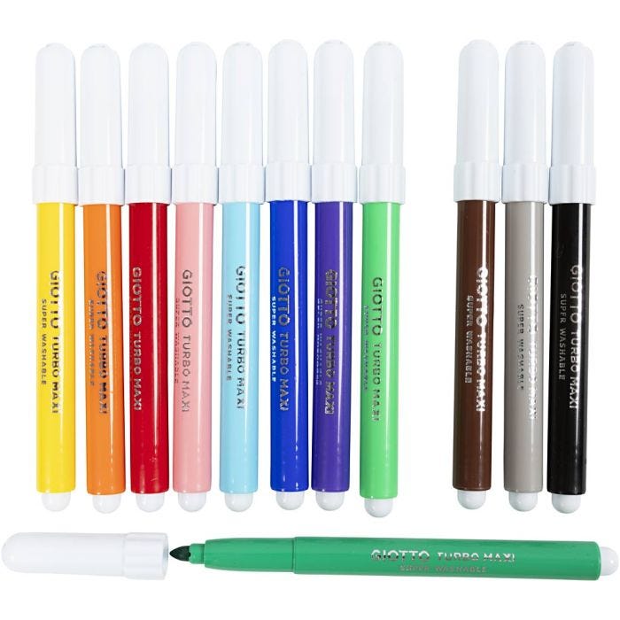 Pennarelli GIOTTO, ampiezza tratto 5 mm, colori asst., 12 pz/ 1 conf.