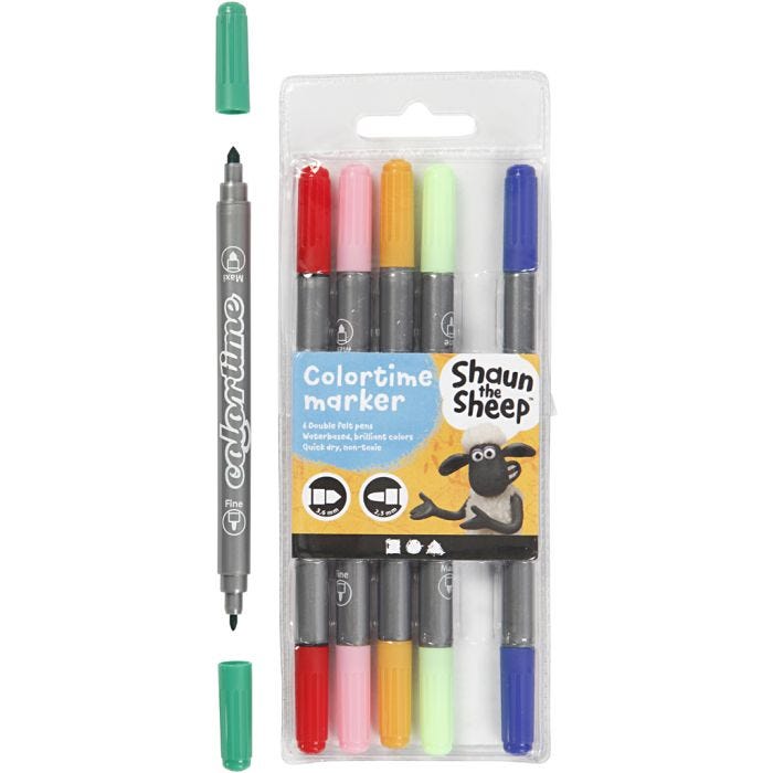 Pennarelli, ampiezza tratto 2,3+3,6 mm, colori asst., 6 pz/ 1 conf.