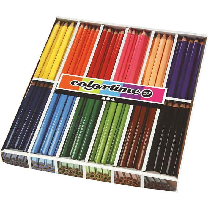 Matite Colorate Colourtime, L: 17,45 cm, mina 5 mm, JUMBO, colori asst., 12x12 pz/ 1 conf.