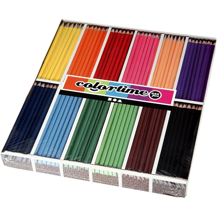 Matite Colorate Colortime, L: 17,45 cm, mina 3 mm, colori asst., 12x24 pz/ 1 conf.