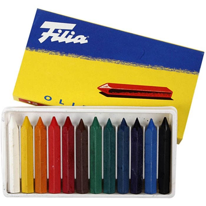 Pastelli a olio, L: 6 cm, spess. 7x7 mm, 12 pz/ 1 conf.