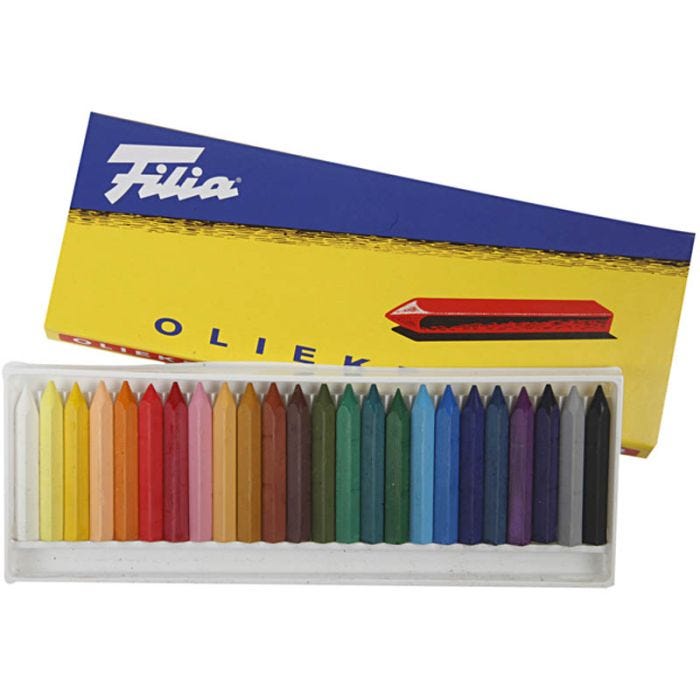 Pastelli a olio, L: 6 cm, spess. 7x7 mm, 24 pz/ 1 conf.