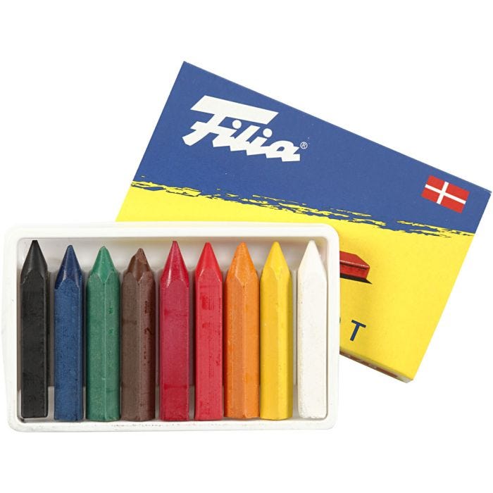 Pastelli a olio, L: 5 cm, spess. 7x7 mm, 9 pz/ 1 conf.