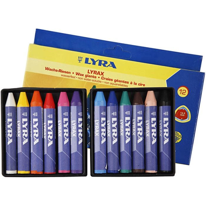 Pastelli a Cera, L: 9 cm, spess. 15 mm, 12 pz/ 1 conf.