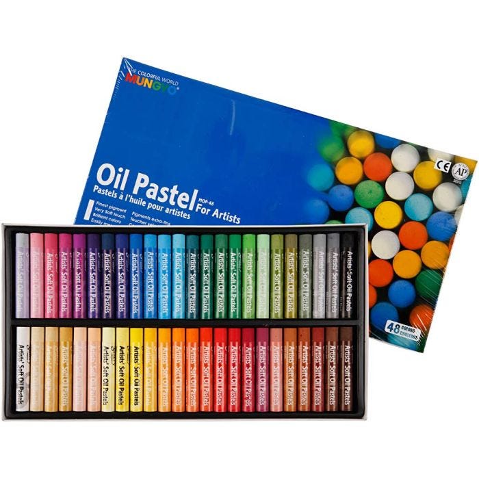 Mungyo Pastelli a olio, L: 7 cm, spess. 11 mm, colori asst., 48 pz/ 1 conf.