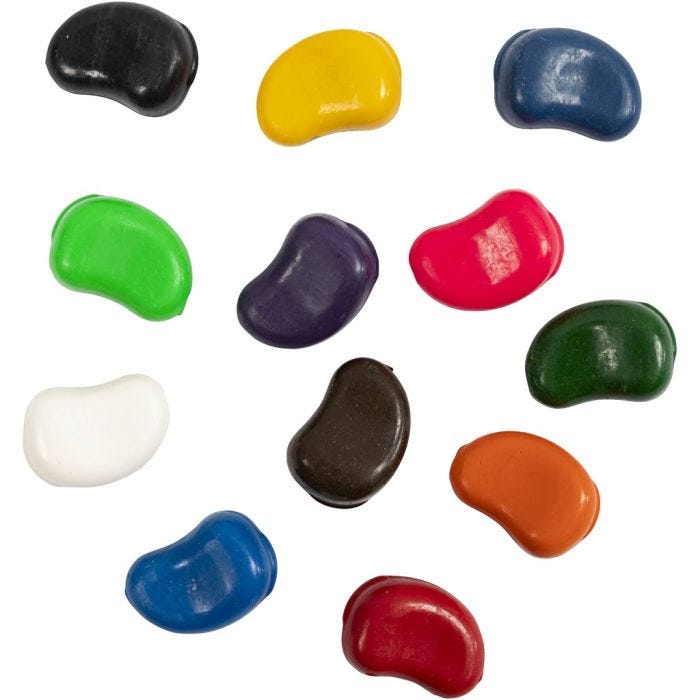 Matite Colorate, Fagioli, L: 25 mm, spess. 15 mm, colori asst., 4x12 pz/ 1 conf.