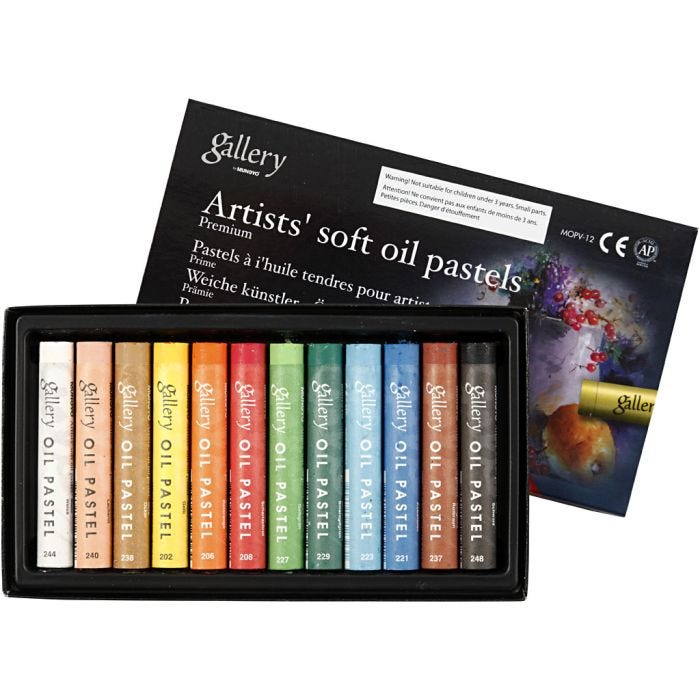 Pastelli a Olio Gallery Premium, L: 7 cm, spess. 10 mm, colori asst., 12 pz/ 1 conf.