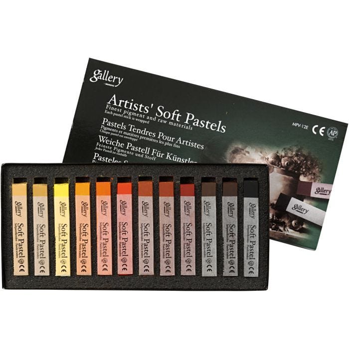 Set Pastelli Morbidi Gallery, L: 6,5 cm, spess. 10 mm, armonia marrone, 12 pz/ 1 conf.