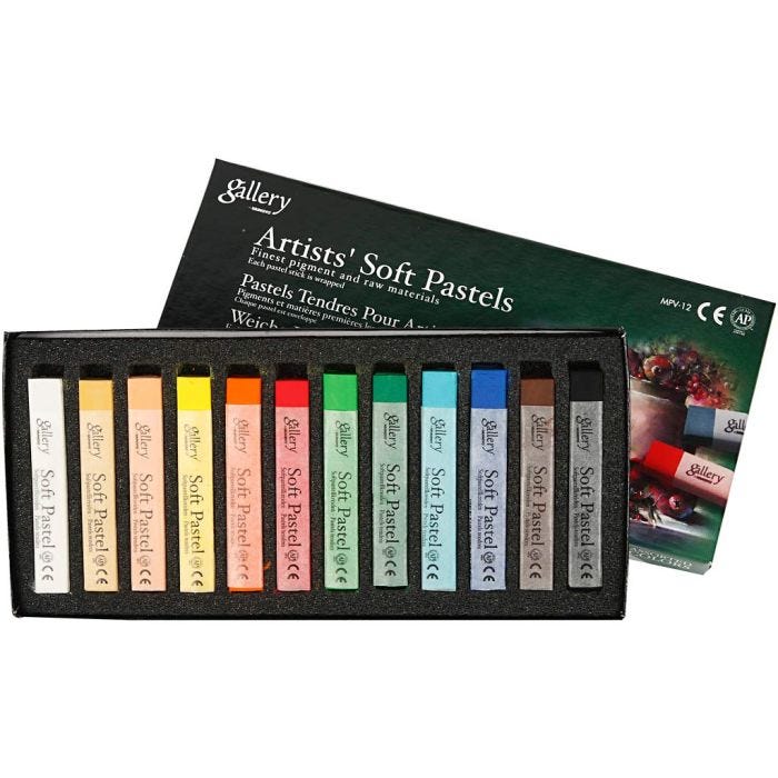 Set Pastelli Morbidi Gallery, L: 6,5 cm, spess. 10 mm, colori asst., 12 pz/ 1 conf.
