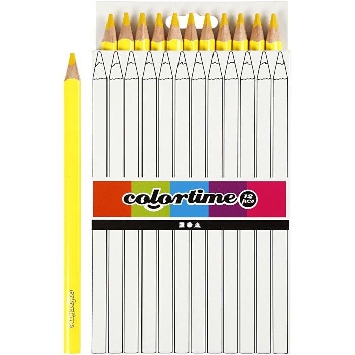Matite Colorate Colourtime, L: 17,45 cm, mina 5 mm, JUMBO, giallo, 12 pz/ 1 conf.