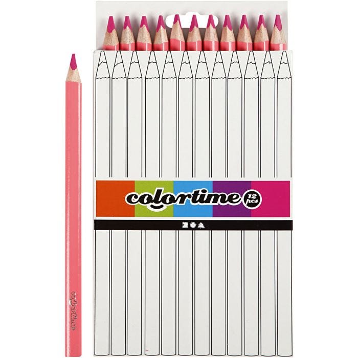 Matite Colorate Colourtime, L: 17,45 cm, mina 5 mm, JUMBO, rosa, 12 pz/ 1 conf.