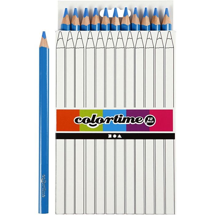 Matite Colorate Colourtime, L: 17,45 cm, mina 5 mm, JUMBO, blu, 12 pz/ 1 conf.