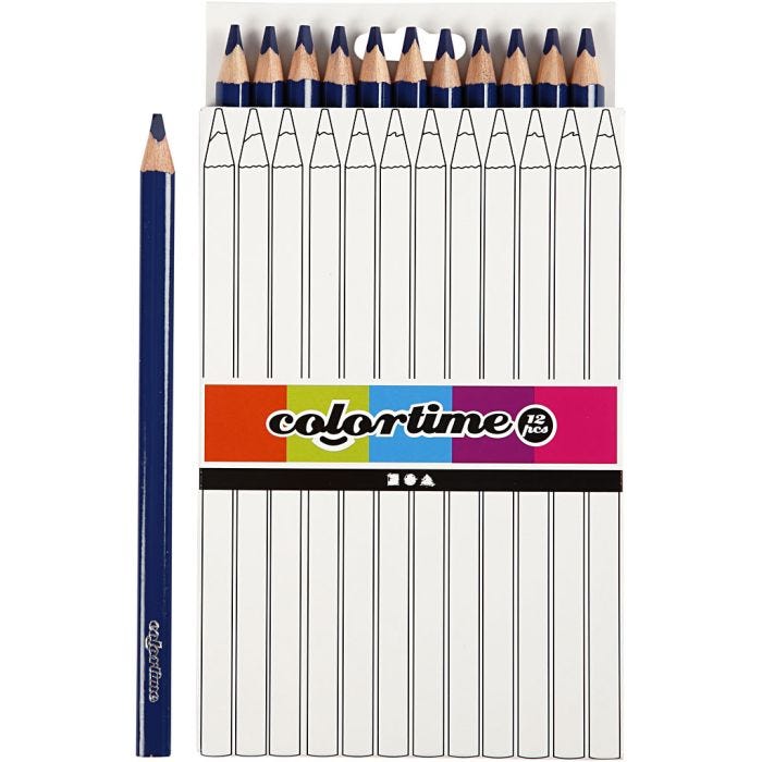 Matite Colorate Colourtime, L: 17,45 cm, mina 5 mm, JUMBO, blu scuro, 12 pz/ 1 conf.