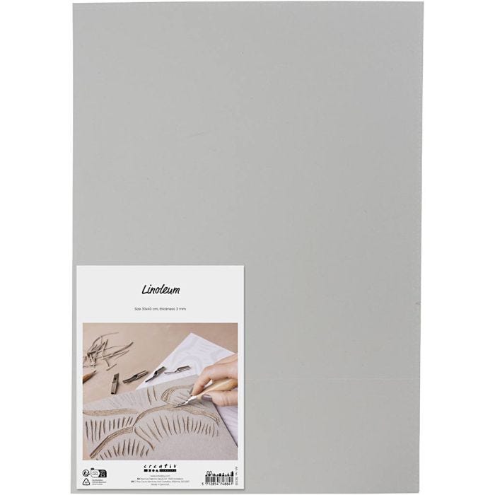 Linoleum, misura 30x40 cm, spess. 3 mm, grigio, 1 pz/ 1 conf.