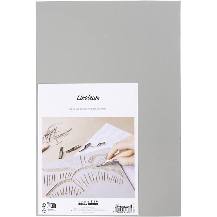 Linoleum, misura 20x30 cm, spess. 3 mm, grigio, 2 pz/ 1 conf.