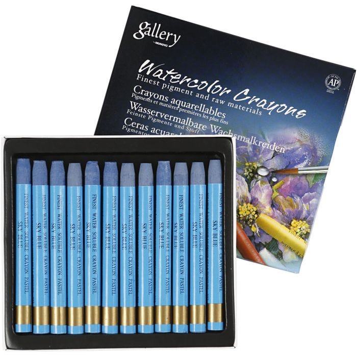 Pastelli acquerellabili, L: 9,3 cm, spess. 8 mm, celeste (337), 12 pz/ 1 conf.