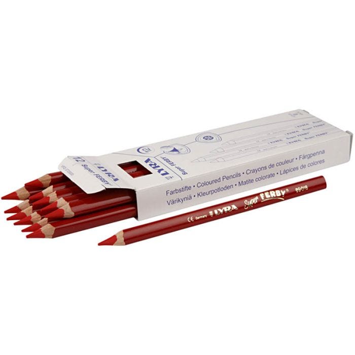 Super Ferby 1 matite colorate, L: 18 cm, mina 6,25 mm, rosso, 12 pz/ 1 conf.