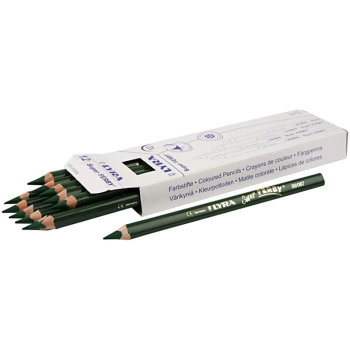 Super Ferby 1 matite colorate, L: 18 cm, mina 6,25 mm, verde, 12 pz/ 1 conf.