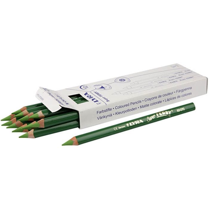 Super Ferby 1 matite colorate, L: 18 cm, mina 6,25 mm, verde chiaro, 12 pz/ 1 conf.