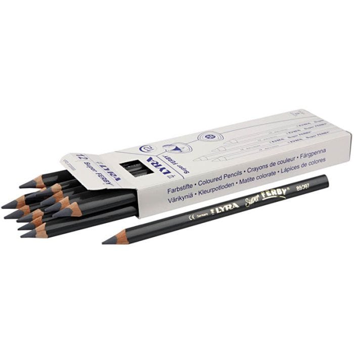 Super Ferby 1 matite colorate, L: 18 cm, mina 6,25 mm, grigio, 12 pz/ 1 conf.
