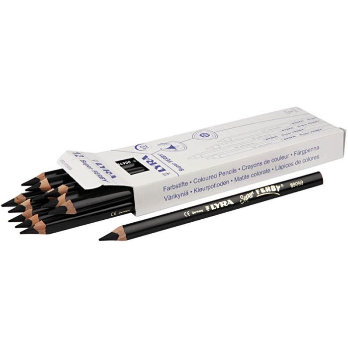 Super Ferby 1 matite colorate, L: 18 cm, mina 6,25 mm, nero, 12 pz/ 1 conf.