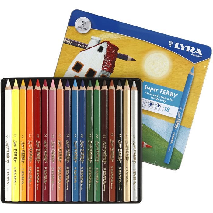 Super Ferby 1 matite colorate, L: 18 cm, mina 6,25 mm, colori asst., 18 pz/ 1 conf.