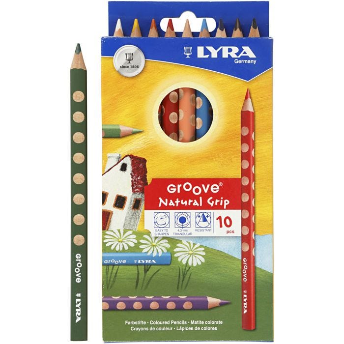 Matite Colorate Groove, L: 18 cm, mina 4.25 mm, colori asst., 10 pz/ 1 conf.