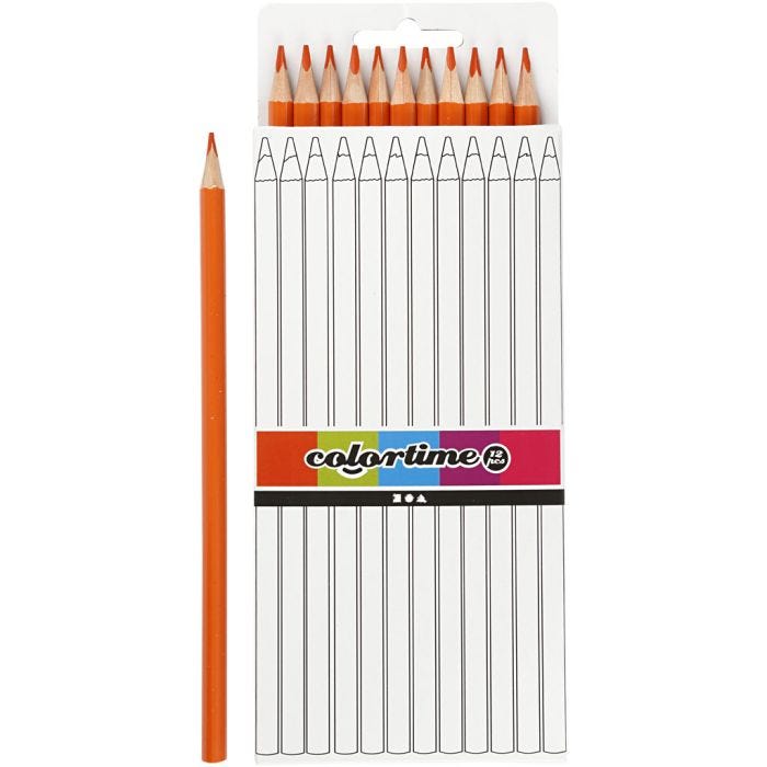 Matite Colorate Colortime, L: 17 cm, mina 3 mm, arancio, 12 pz/ 1 conf.